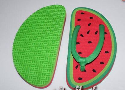 Cute Summer Fruit Flip Flops – Colorful Cartoon Pattern Non-Slip Beach Sandals for Women and Kids Summer Comfort Wear