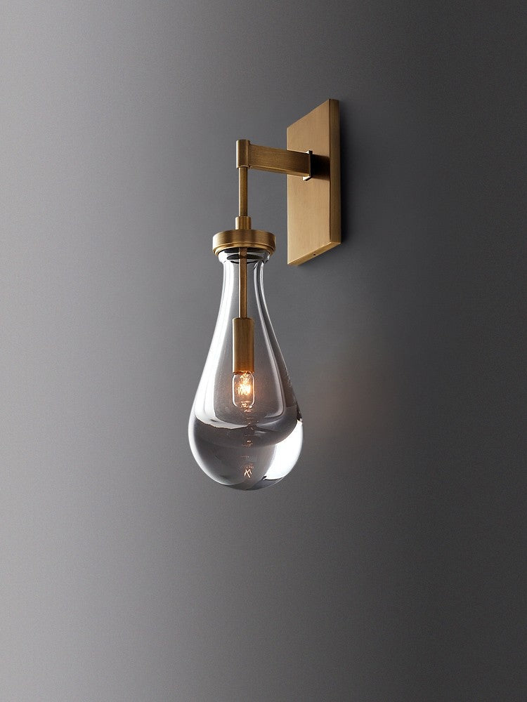 Crystal LED Wall Light – Elegant Water Droplet Design with Copper Finish, Nordic Wandlamp for Bedrooms, Living Rooms, Bathrooms, and Beside Mirrors