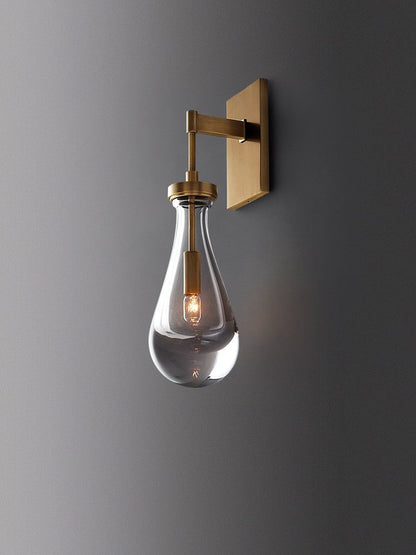 Crystal LED Wall Light – Elegant Water Droplet Design with Copper Finish, Nordic Wandlamp for Bedrooms, Living Rooms, Bathrooms, and Beside Mirrors