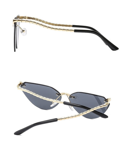 Rimless Cat Eye Sunglasses – Luxury Designer Frameless Shades for Women’s Vintage UV400 Style 2025