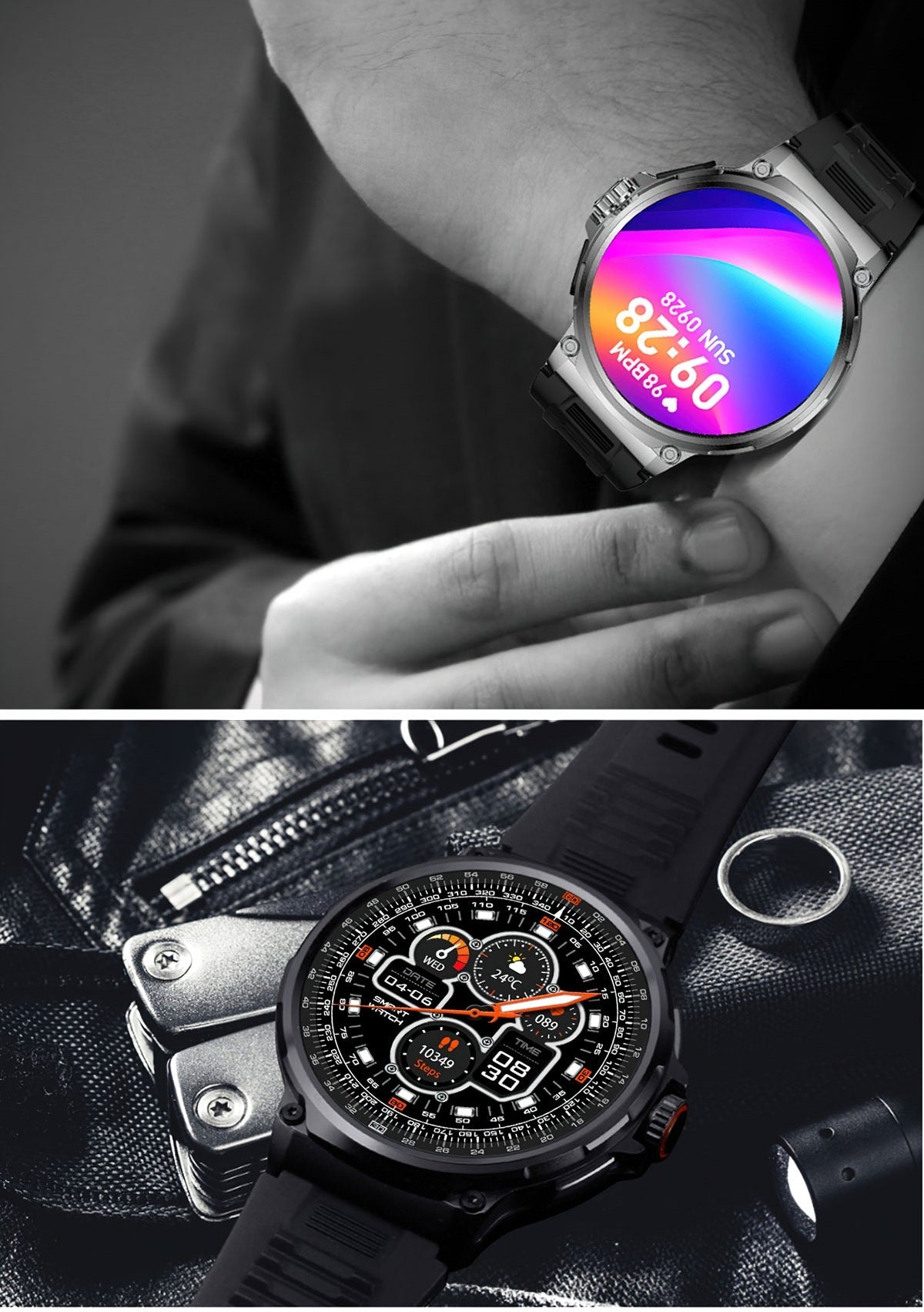 Ultra HD Display Smartwatch for Men – 710mAh Big Battery, 400+ Watch Faces, Android and iOS Compatibility, Stylish Fitness Watch