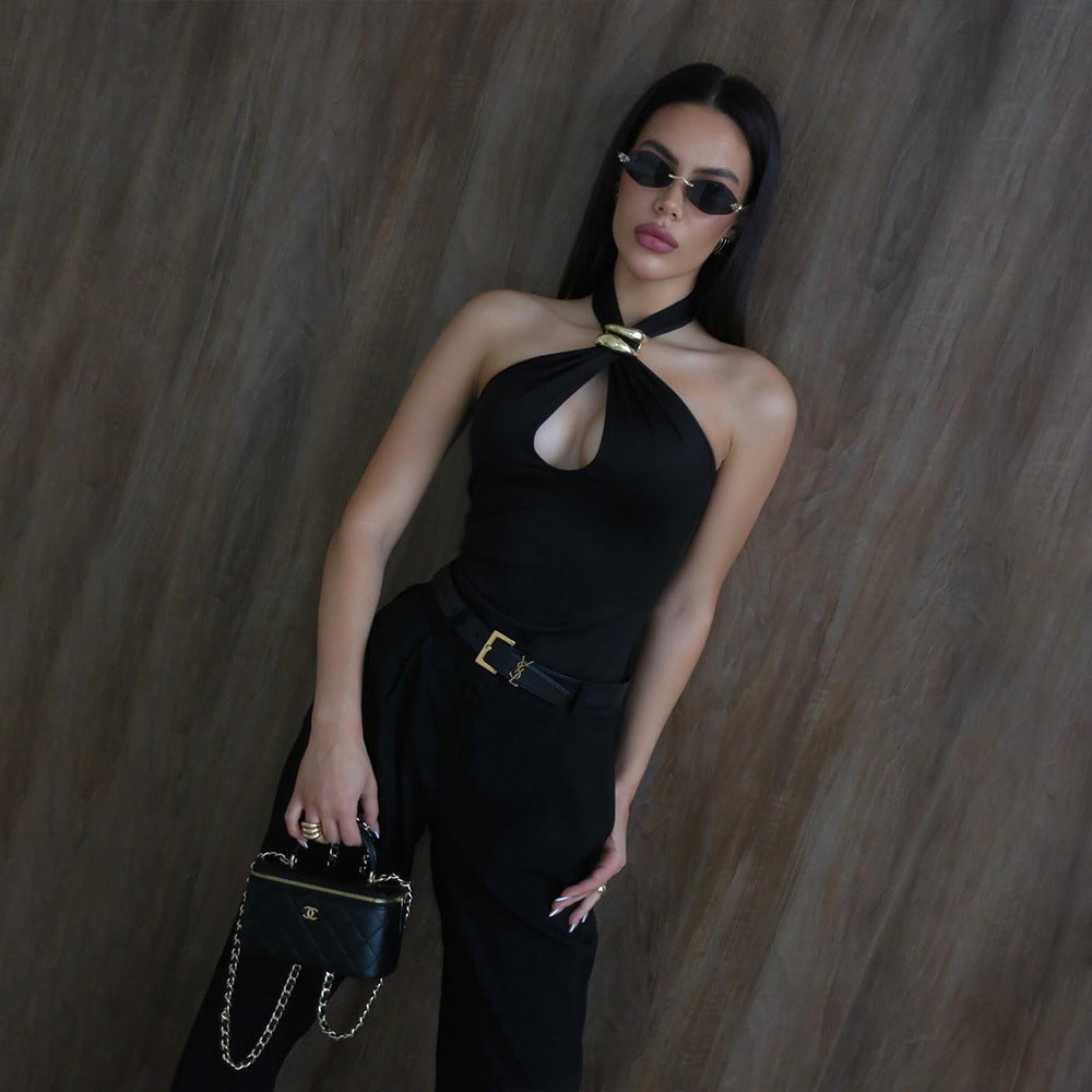 Women’s Sexy Hollow Backless Cropped Vest – Y2K Twist Patchwork Tank Top for Summer Fashion Style