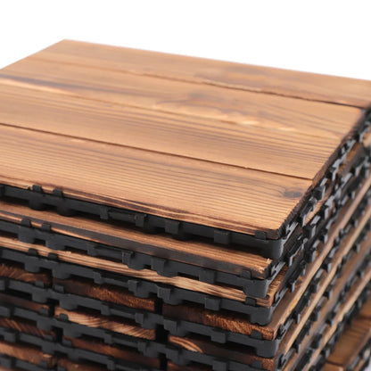 Interlocking Wood Flooring Tiles – 36-Pack 30x30cm DIY Floor Renovation System for Indoor/Outdoor Areas, Easy Click-Lock, Durable, Stylish Deck or Patio Upgrade