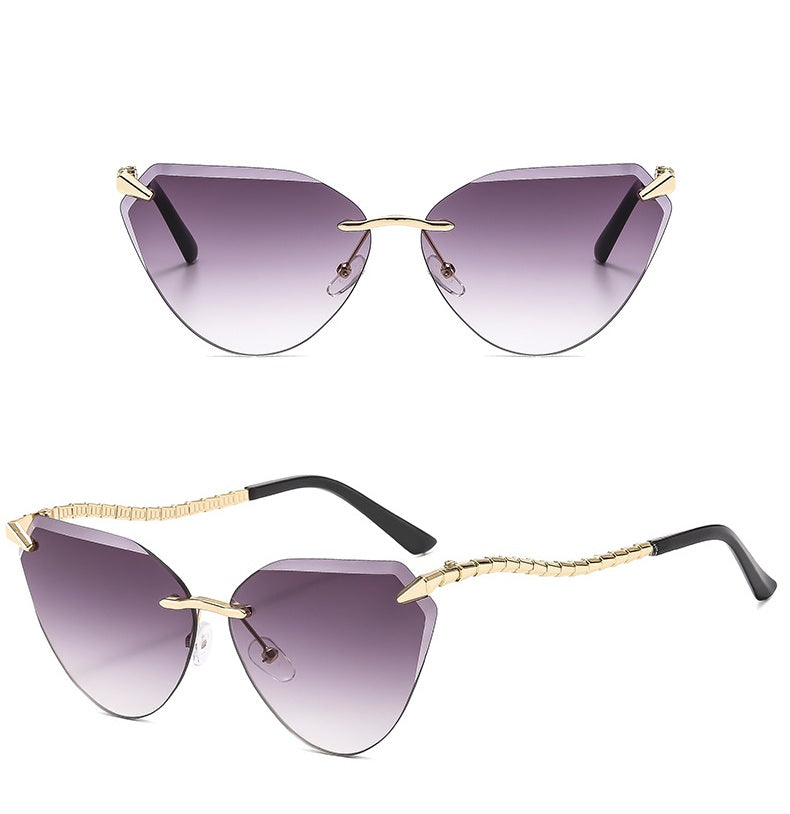 Rimless Cat Eye Sunglasses – Luxury Designer Frameless Shades for Women’s Vintage UV400 Style 2025