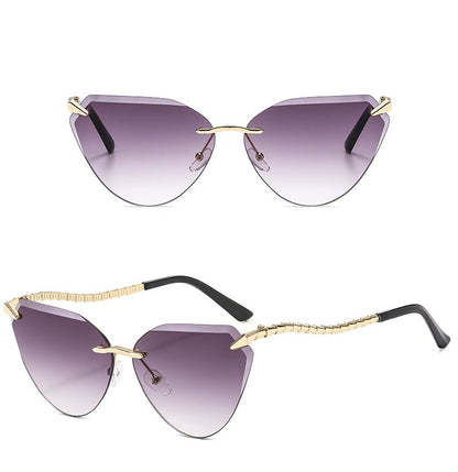 Rimless Cat Eye Sunglasses – Luxury Designer Frameless Shades for Women’s Vintage UV400 Style 2025