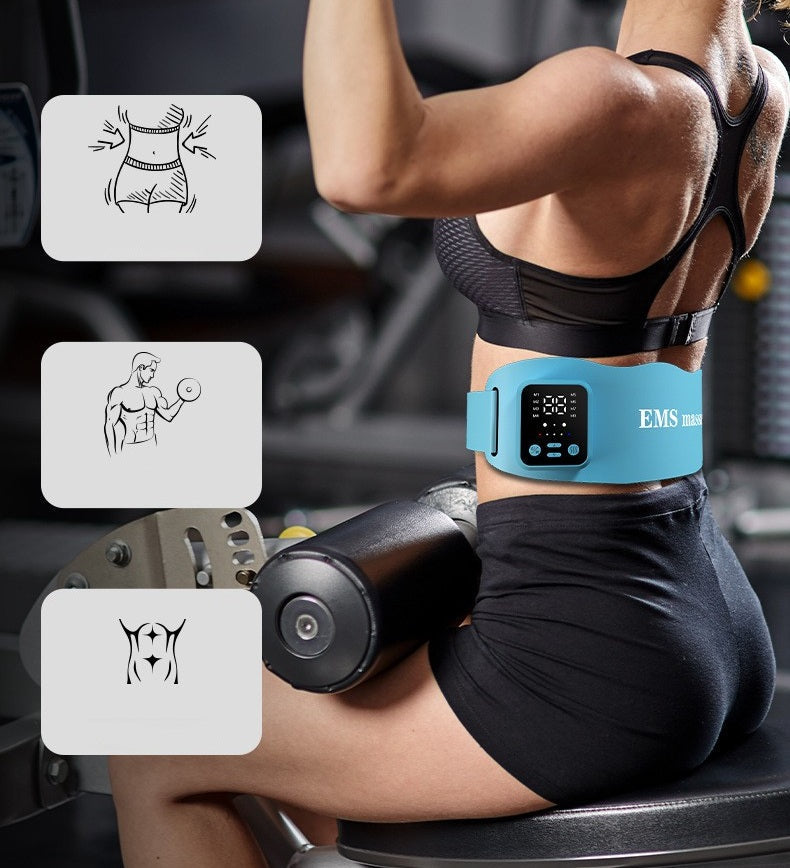 EMS Pulse Abdominal Massager Belt – Heated Waist Support with Vibration for Fat Burn, Muscle Toning, Fitness & Outdoor Workouts