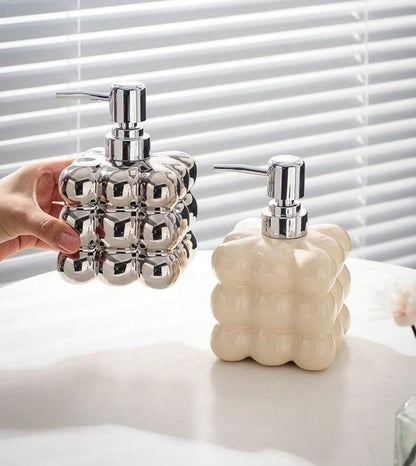 Ceramic Cloud Shaped Liquid Soap Dispenser – 300ml Refillable Press Bottle for Bathroom Body Wash, Shampoo, or Hand Sanitizer
