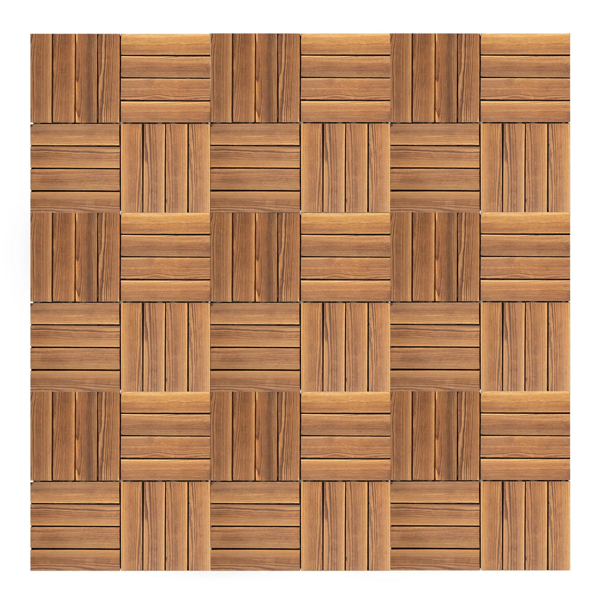 Interlocking Wood Flooring Tiles – 36-Pack 30x30cm DIY Floor Renovation System for Indoor/Outdoor Areas, Easy Click-Lock, Durable, Stylish Deck or Patio Upgrade
