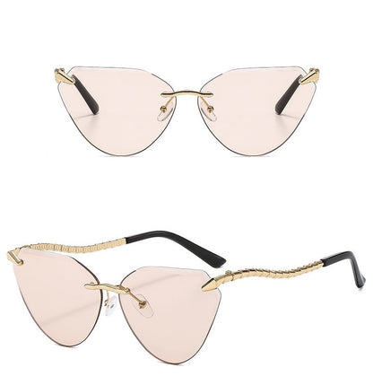 Rimless Cat Eye Sunglasses – Luxury Designer Frameless Shades for Women’s Vintage UV400 Style 2025