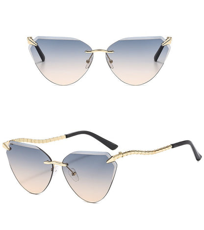 Rimless Cat Eye Sunglasses – Luxury Designer Frameless Shades for Women’s Vintage UV400 Style 2025