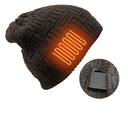 Rechargeable Heated Winter Hat – 3400mAh Battery Powered, Warm Black Beanie for Cold Weather Outdoor Adventures