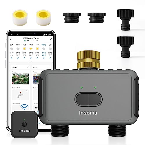 Insoma WiFi Garden Sprinkler Timer - Smart Irrigation Controller Compatible with Alexa, Remote Control for Hassle-Free Watering