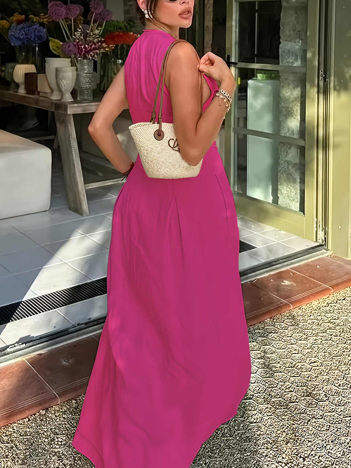 Women’s Long Maxi Dress – Sleeveless Polyester Summer Dress for Casual or Formal Occasions, Lightweight and Stylishly Comfortable