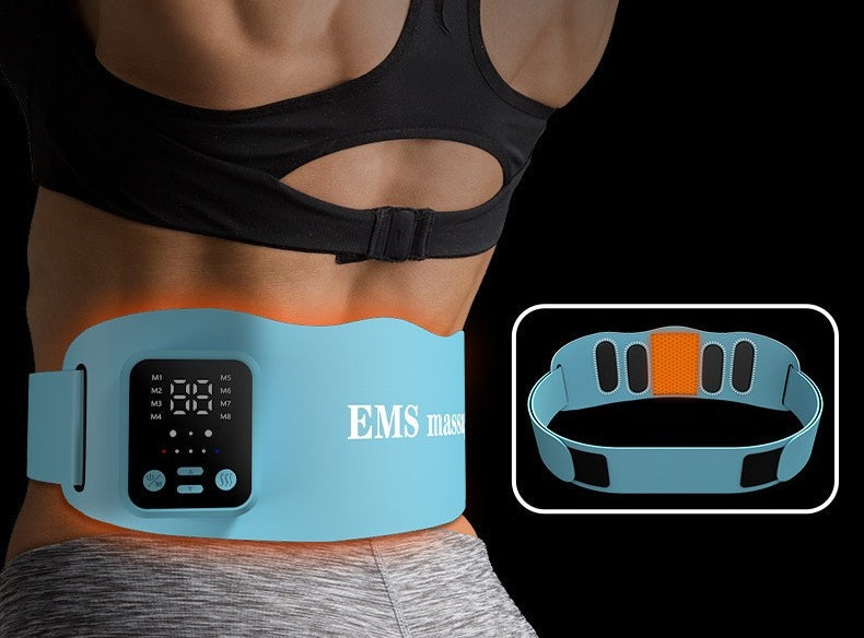 EMS Pulse Abdominal Massager Belt – Heated Waist Support with Vibration for Fat Burn, Muscle Toning, Fitness & Outdoor Workouts