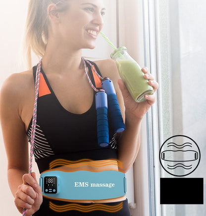 EMS Pulse Abdominal Massager Belt – Heated Waist Support with Vibration for Fat Burn, Muscle Toning, Fitness & Outdoor Workouts