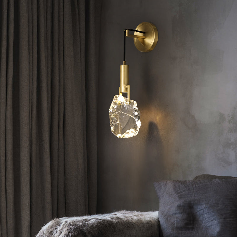 Crystal LED Wall Light – Elegant Water Droplet Design with Copper Finish, Nordic Wandlamp for Bedrooms, Living Rooms, Bathrooms, and Beside Mirrors