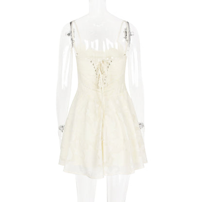 Lace-Up A-Line Summer Dress – Elegant Casual Midi Dress for Graduation, Birthdays, and Effortless Everyday Style