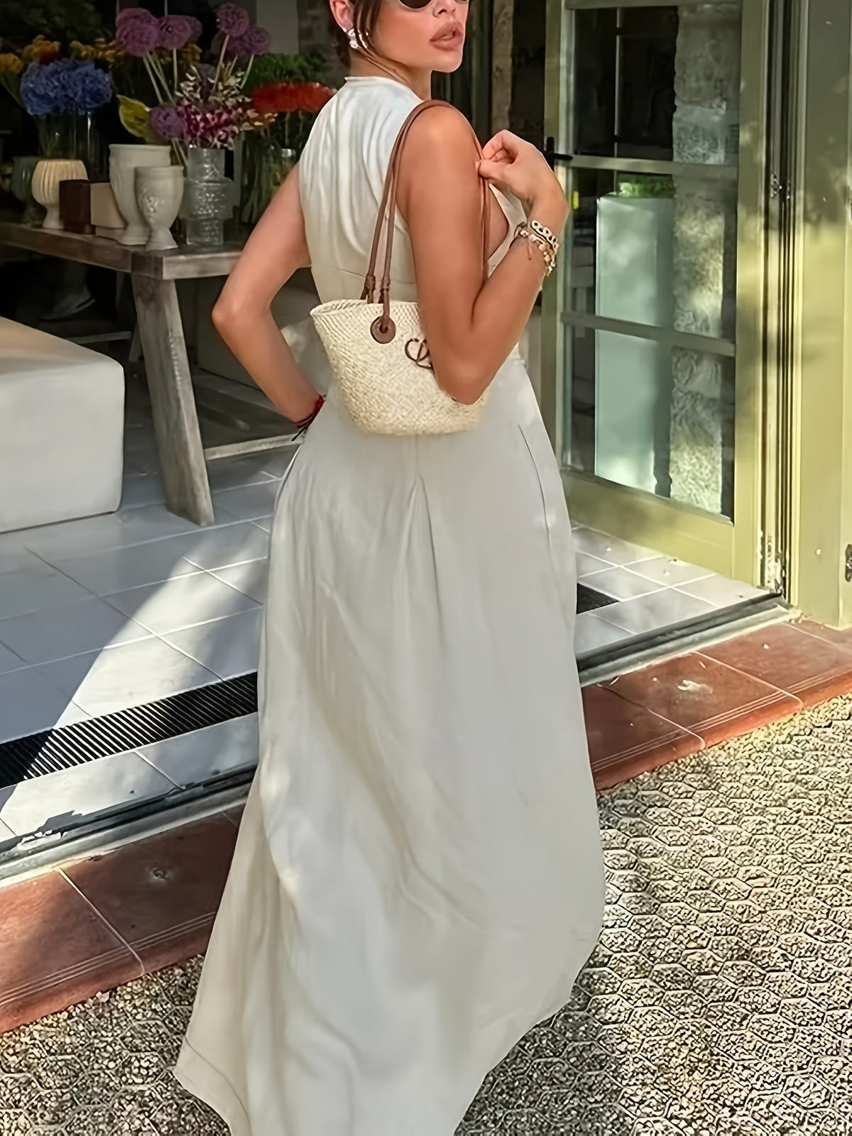 Women’s Long Maxi Dress – Sleeveless Polyester Summer Dress for Casual or Formal Occasions, Lightweight and Stylishly Comfortable