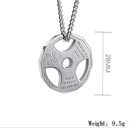 Steel Dumbbell Necklace - Fitness-Inspired Gym Jewelry for Men & Women, Bold Workout Pendant Gift for Lifters & Trainers