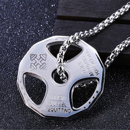 Steel Dumbbell Necklace - Fitness-Inspired Gym Jewelry for Men & Women, Bold Workout Pendant Gift for Lifters & Trainers
