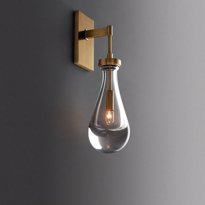 Crystal LED Wall Light – Elegant Water Droplet Design with Copper Finish, Nordic Wandlamp for Bedrooms, Living Rooms, Bathrooms, and Beside Mirrors