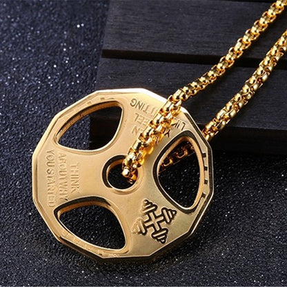 Steel Dumbbell Necklace - Fitness-Inspired Gym Jewelry for Men & Women, Bold Workout Pendant Gift for Lifters & Trainers