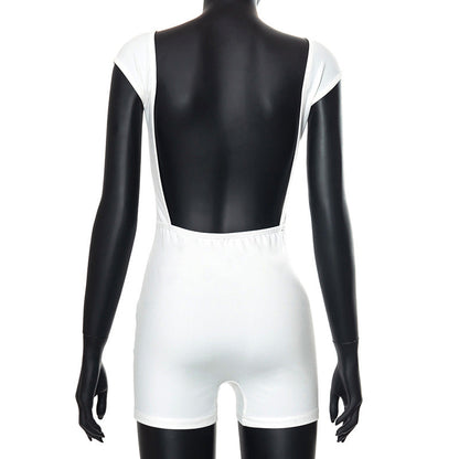 Sleeveless White Jumpsuit – Sexy Backless Bodycon Romper for Fashion-Forward Women and Chic Streetwear Looks