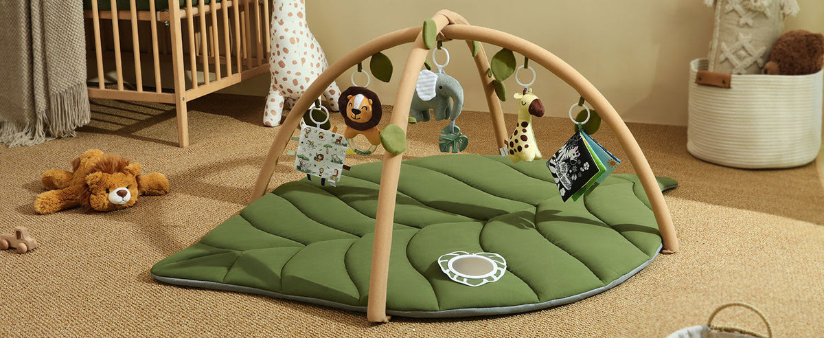 Baby Play Gym and Activity Mat – Oversized Leafy Playpen with 6 Removable Toys for Early Learning, Crawling, and Sensory Development