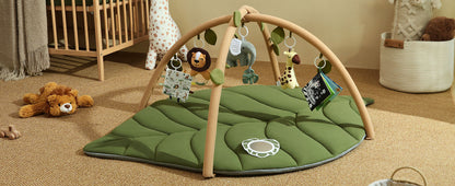 Baby Play Gym and Activity Mat – Oversized Leafy Playpen with 6 Removable Toys for Early Learning, Crawling, and Sensory Development