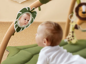 Baby Play Gym and Activity Mat – Oversized Leafy Playpen with 6 Removable Toys for Early Learning, Crawling, and Sensory Development
