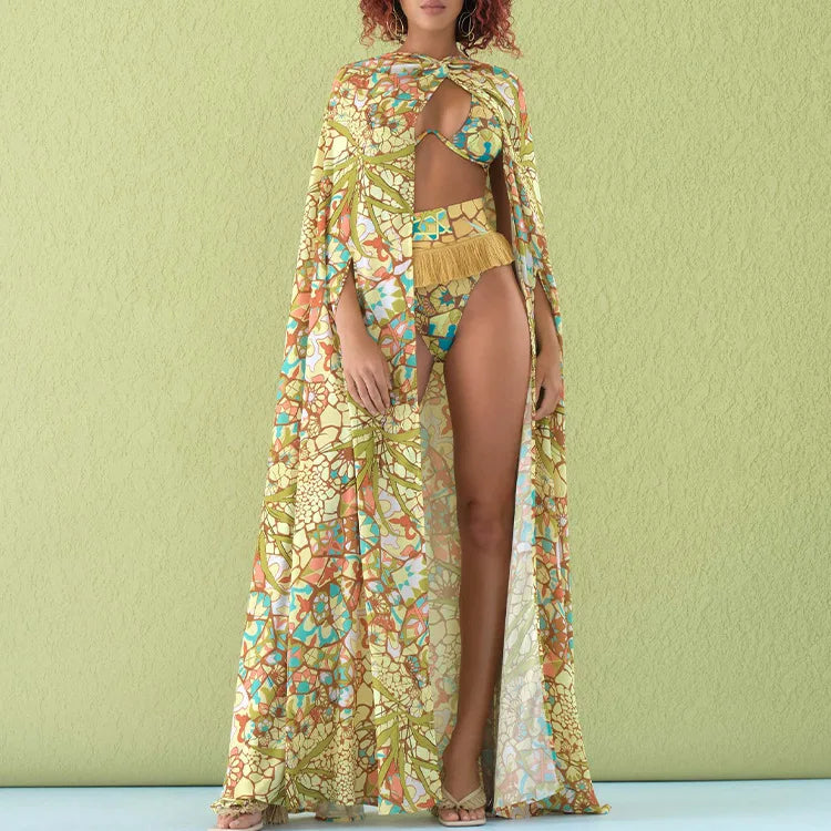 Tassel Print Bikini Set – Elegant Women’s High-End Swimsuit with Cross-Border Detailing, Stylish and Fashionable Summer Swimwear
