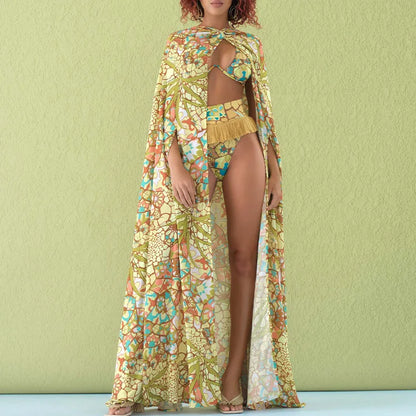 Tassel Print Bikini Set – Elegant Women’s High-End Swimsuit with Cross-Border Detailing, Stylish and Fashionable Summer Swimwear