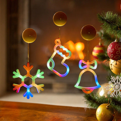 Battery-Powered Window Wall Lights – Snowflake, Stocking & Bell Designs with Suction Cups for Holiday Decor, Ramadan Ambience, and Festive Home Styling