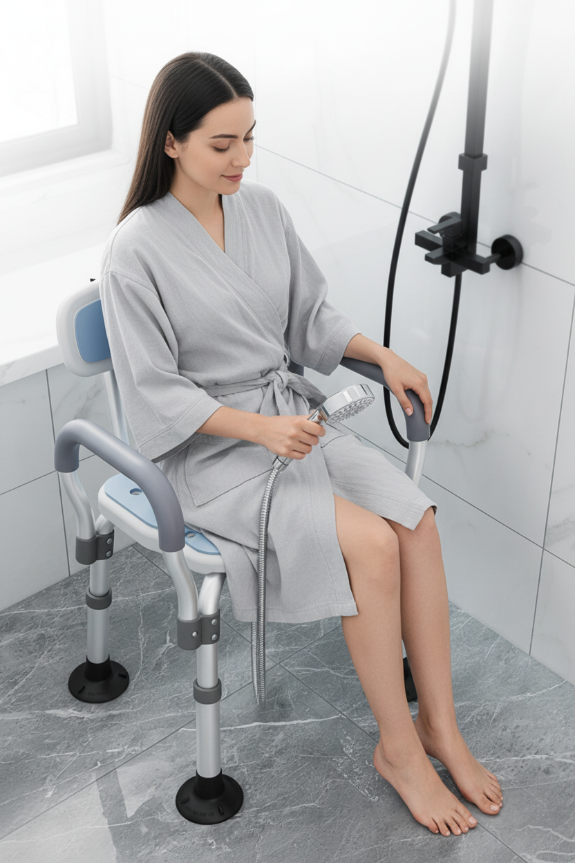 Japanese Anti-Slip Bath Stool – Foldable Shower Chair with Drainage Holes and Sturdy Support for Elderly, Pregnant and Everyday Bathroom Users