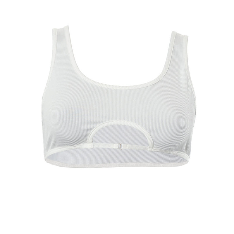 Y2K Hollow-Out Crop Tank – Sexy Super-Short Women’s Streetwear Top with Edgy Cutout Design for Summer Parties and Bold Fashion Looks