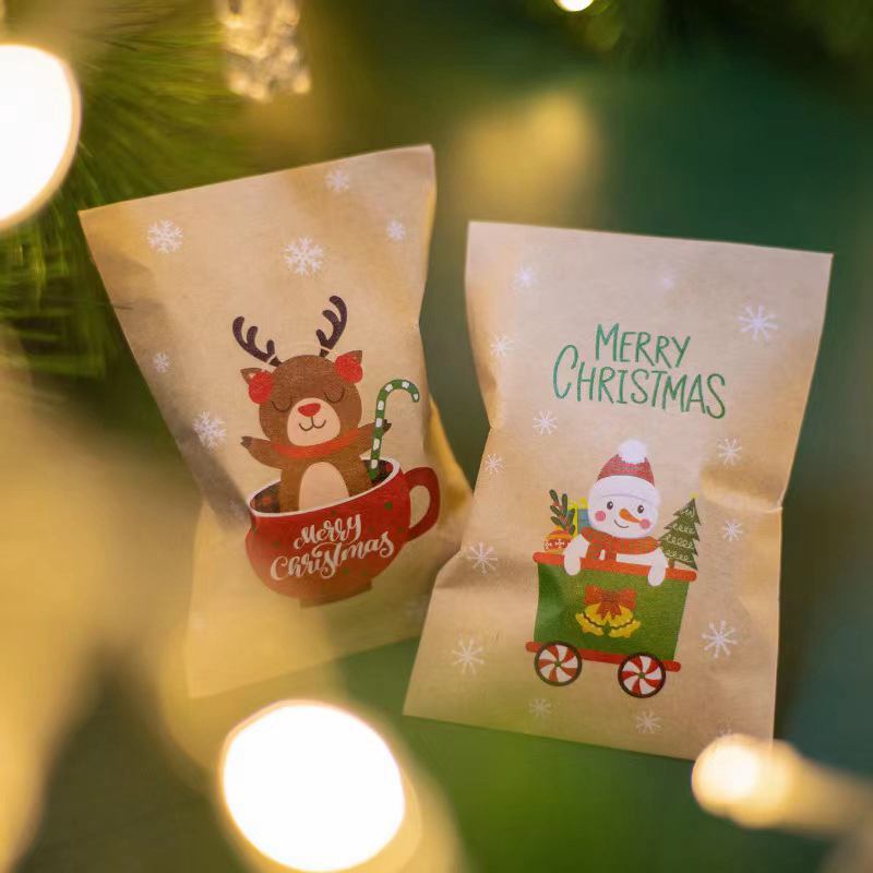 Christmas Kraft Paper Gift Bag Set – Cookie & Biscuit Wrapping Envelopes for Xmas Parties, New Year 2025 Gifts & Holiday Packaging