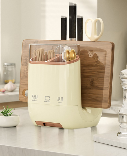 Countertop Knife and Cutting Board Organizer – Drainable Kitchen Storage Rack with Chopstick Holder for Neat, Space-Saving Utensil and Board Organization