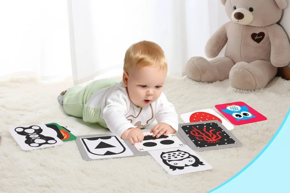 High Contrast Baby Book - Black and White Visual Stimulation Toy for Infant Sensory Development and Learning