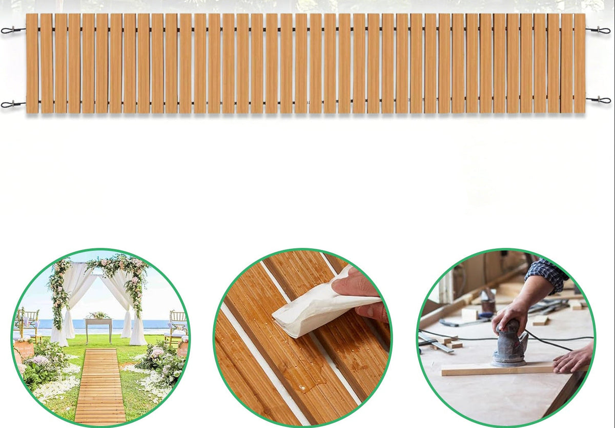 Roll-Out Wooden Garden Pathway – 8FT Weather-Resistant Non-Slip Decorative Walkway for Yards, Patios, Gardens and Easy Outdoor Landscape Upgrades