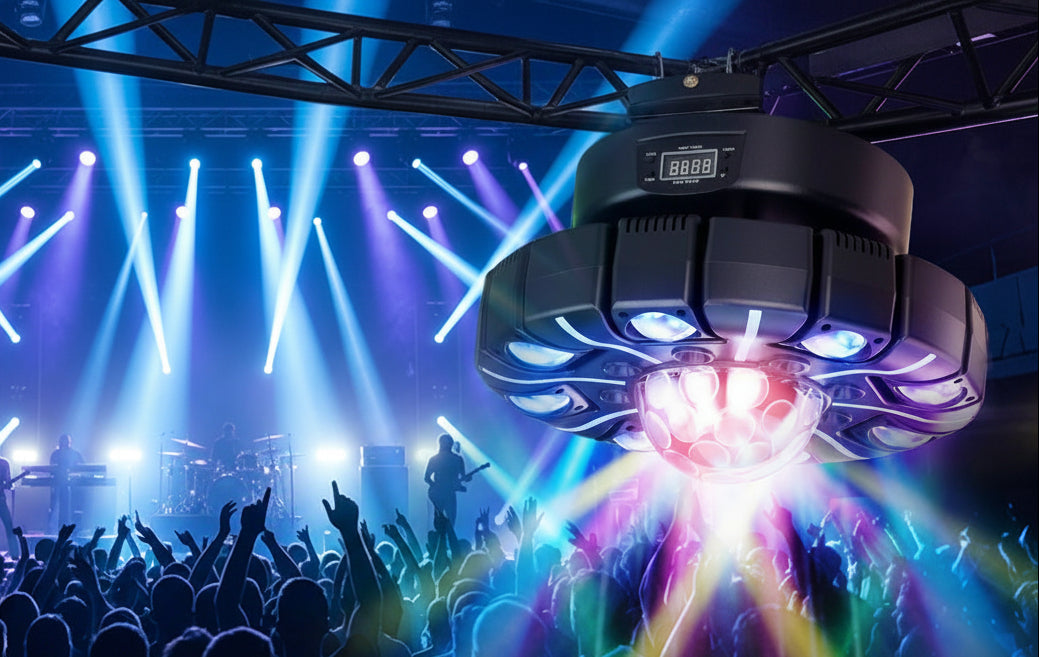RGBW Moving Head Stage Light – 150W 8-Armed Magic Ball DJ Lighting with DMX512 Control for Weddings, Parties, KTV and Home Theater