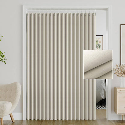 Blackout Door Curtain – Accordion Folding Room Divider Curtain for Doorways & Closets, Pleated Fabric Panel with Hooks