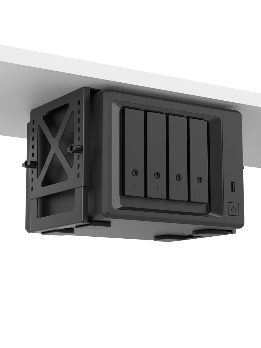 Adjustable Under-Desk PC / NAS Mount – Heavy-Duty Bracket Holder for CPU Towers, UPS Units & Small Form Computers, Space-Saving Office Setup