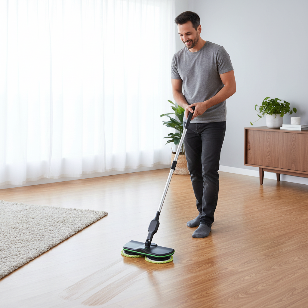 Cordless Electric Floor Scrubber – 2-in-1 Rechargeable Rotating Spin Mop for Powerful Hard Floor Cleaning, Polishing and Everyday Home Care