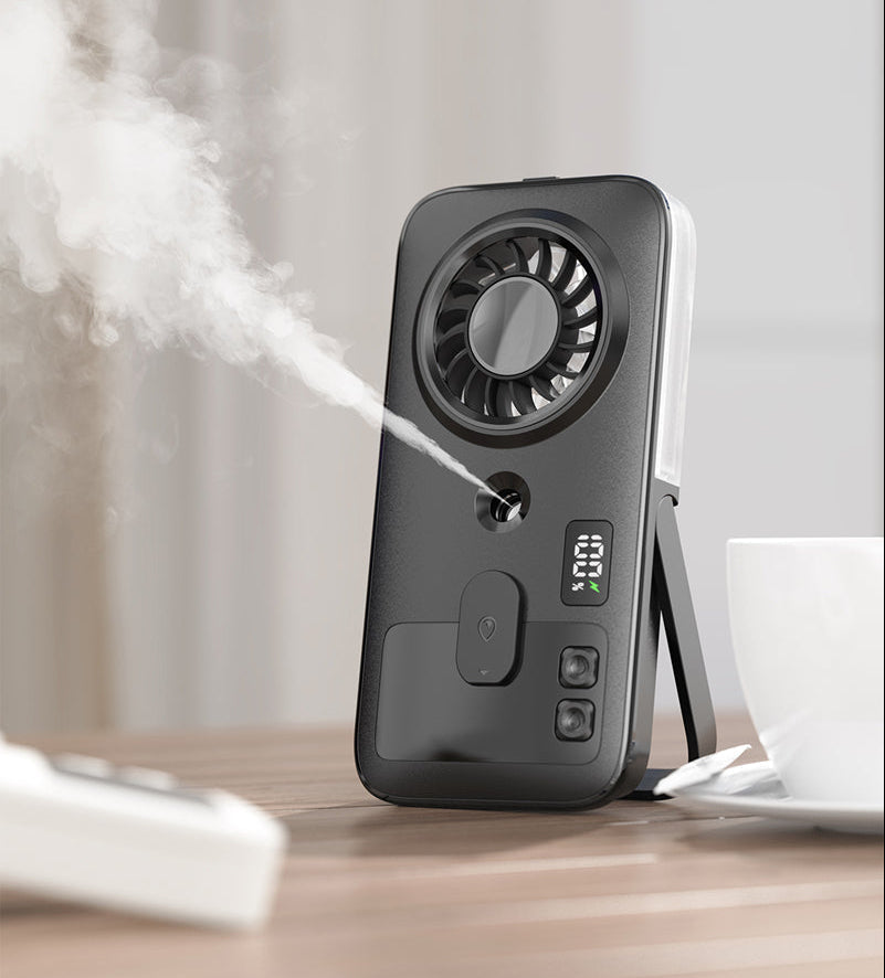 Portable Misting Handheld Fan – USB Rechargeable Personal Cooling Fan with Digital Display and Humidifier for Outdoor Summer Use