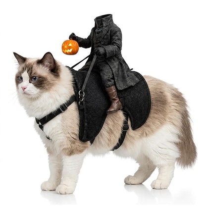 Headless Knight Pet Costume – 3D Pumpkin Lantern Halloween Outfit for Cats and Dogs, Funny Party Vest and Spooky Photo Accessory
