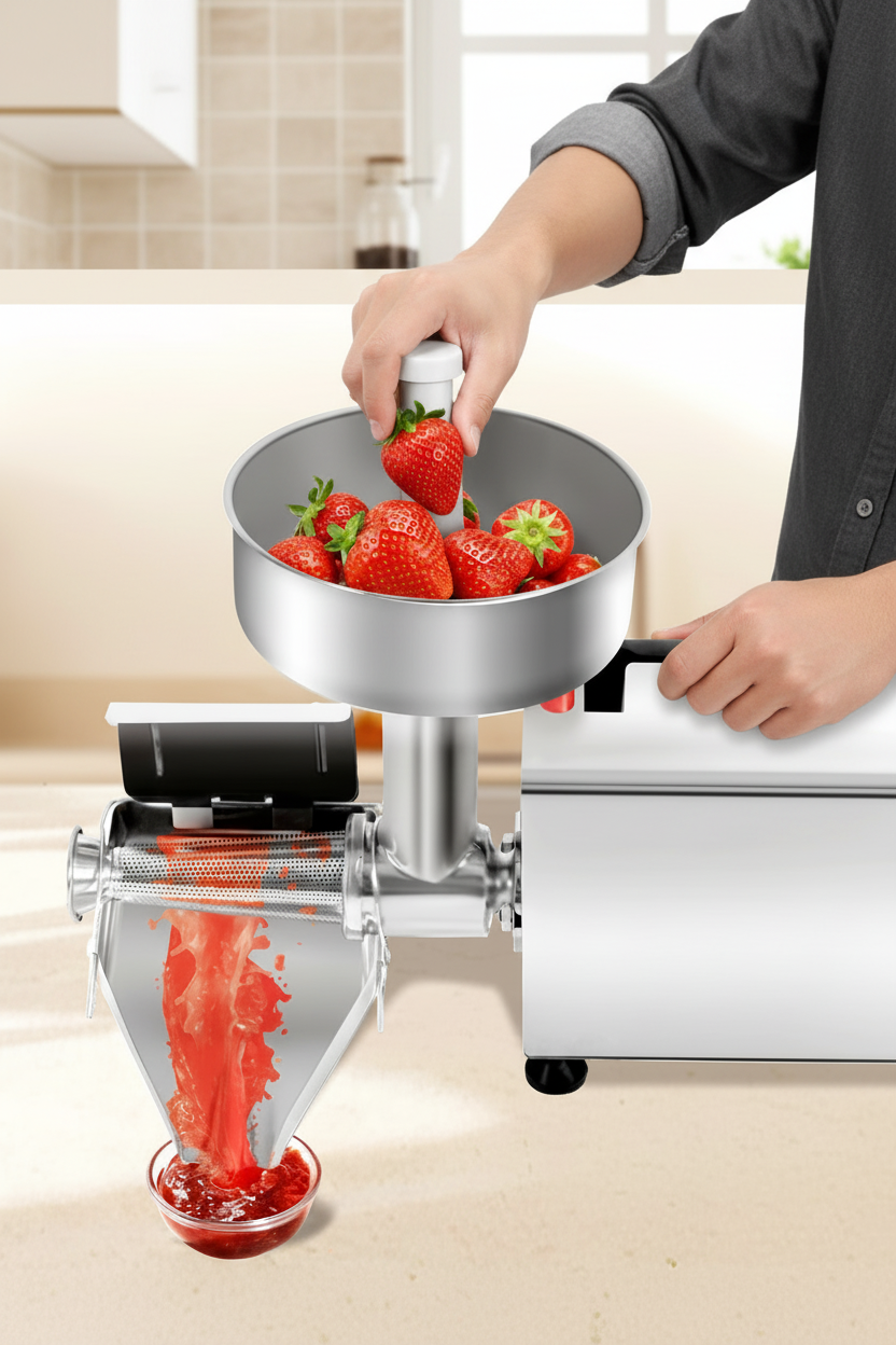 Electric Tomato Sauce Maker – 450W Food-Grade Stainless Steel Strainer with 110LB Capacity for Jam, Tomato Puree and Commercial Kitchen Prep