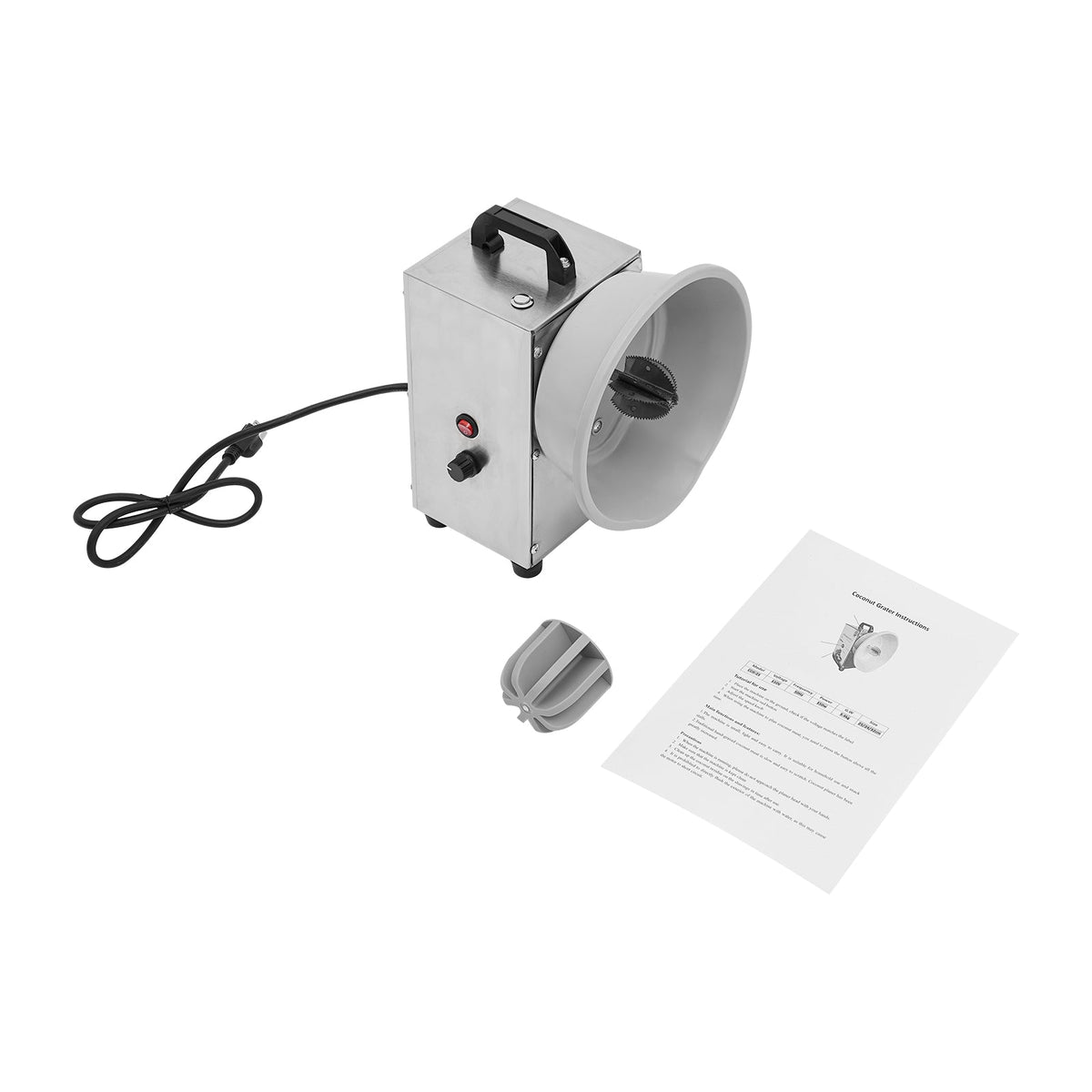 Heavy-Duty Electric Coconut Grater – Stainless Steel High-Speed Grating Machine with Thickened Sharp Head for Fast Kitchen Coconut Preparation