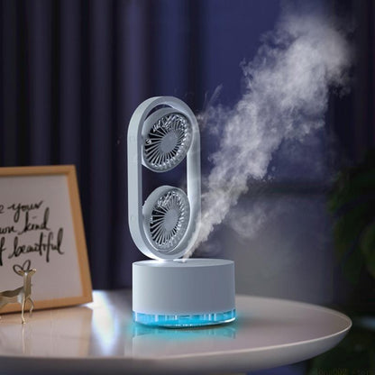 Portable Head Humidifier Fan – Rotatable USB Cooling Air Device with Adjustable Mist and Wide-Angle Personal Comfort for Summer
