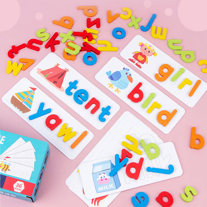 Wooden Alphabet Learning Toy - Educational Spelling Activity Set for Preschool Literacy and Cognitive Development