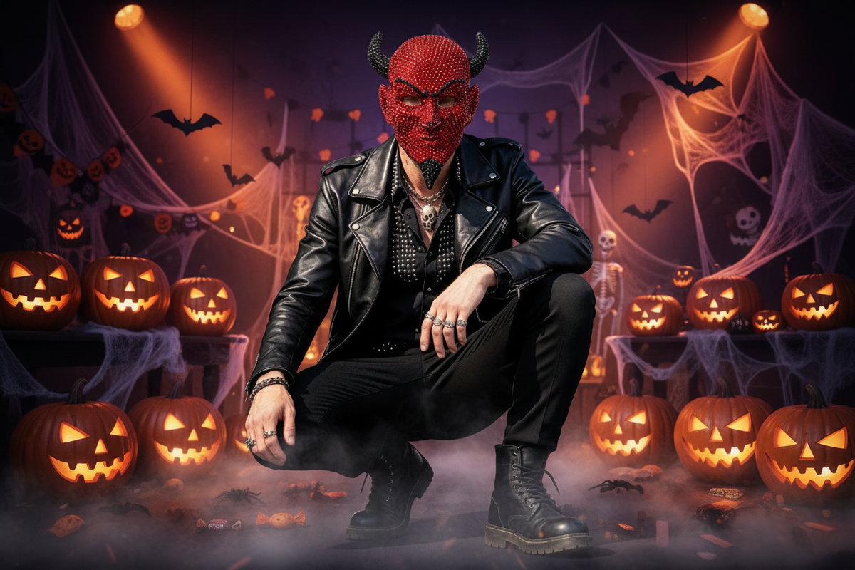 Crystal Horned Devil Mask – Rhinestone Full-Face Demon Costume Accessory for Halloween, Masquerade Balls, Festivals and Bold Gothic Party Looks